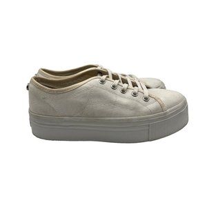 Steve Madden Platform Sneakers Womens 8.5 M Mayra White Canvas Shoes